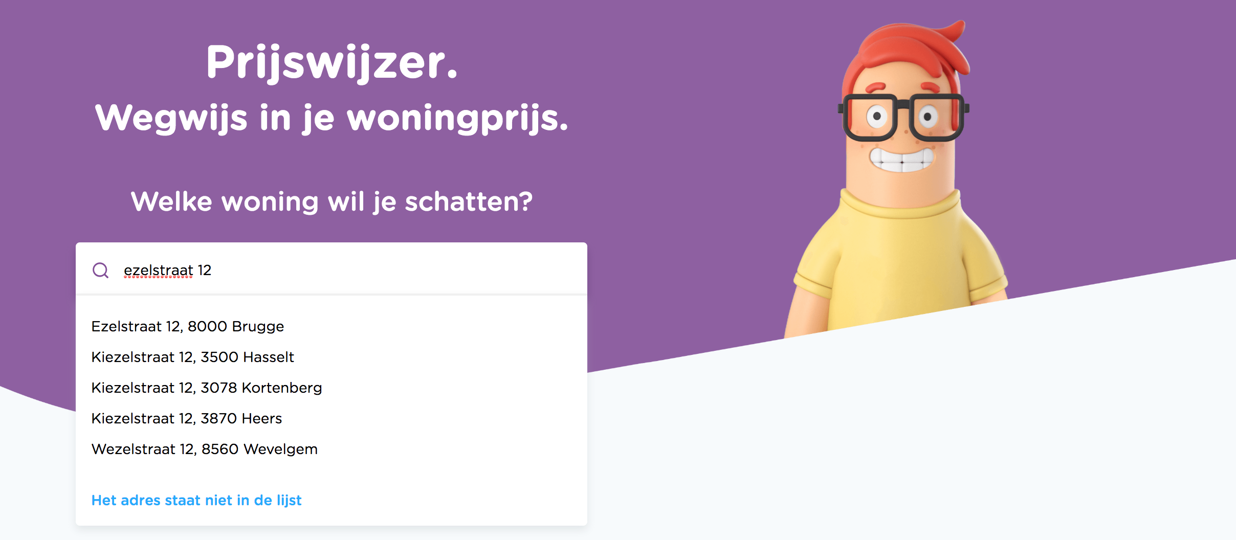 address autocomplete Prijswijzer